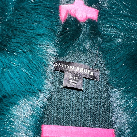 đź’šBoston Proper Emerald Green Ribbed Long Cardigan with Faux Fur Collar - Picture 3 of 6